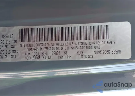 2020 Jeep Gladiator Rubicon 4X4 из США, поврежденный, VIN 1C6JJTBG4LL178890